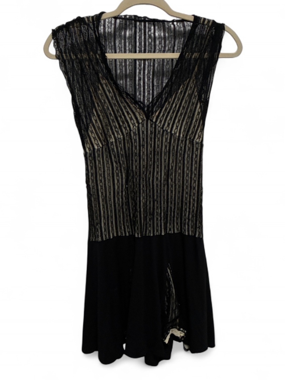 Cosabella Black Lace Overlay V-Neck Mini Dress